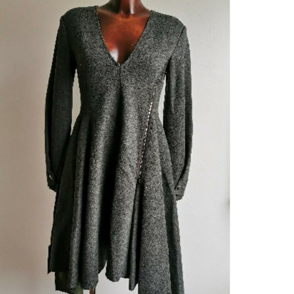 €1099 MAXMARA WOOL LONG SLEEVE ASSYMETRIC DRESS XS - Picture 1 of 1